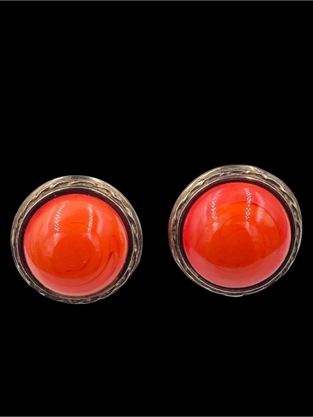 Rare Nettie Rosenstein Sterling Art Glass Clip Earrings